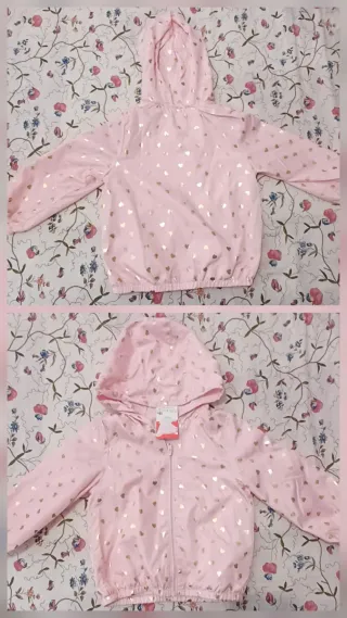 Abrigo niña rosa con corazones dorados 18 meses