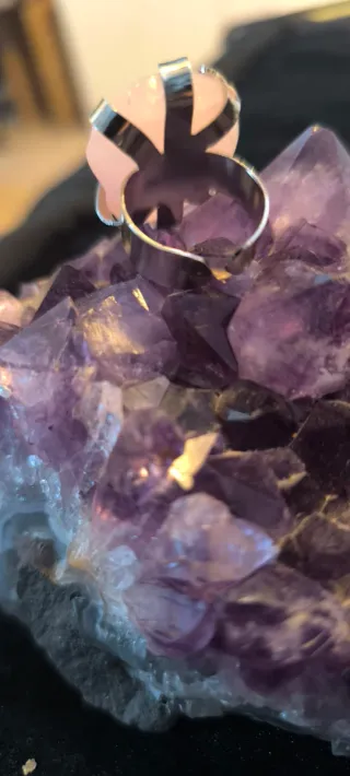 Anillo Artesanal Cuarzo Rosa