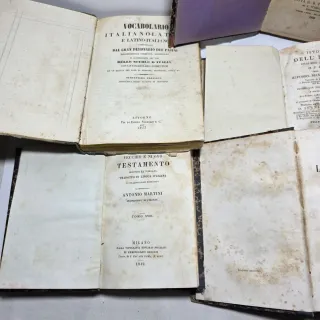 Lotto di 5 libri dell'800 dorsi in pelle da mostra