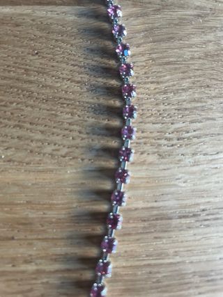 Collar largo bisutería ópera plateado y rosa