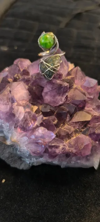 Anillo Artesanal Piedras Verdes, Aventurina