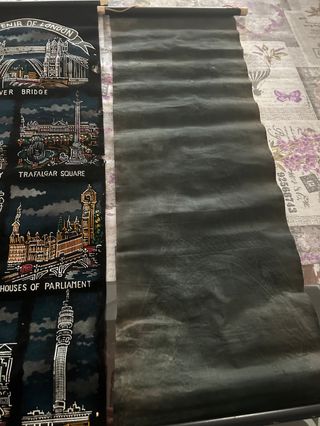 Coppia arazzi vintage souvenir Londra Parigi