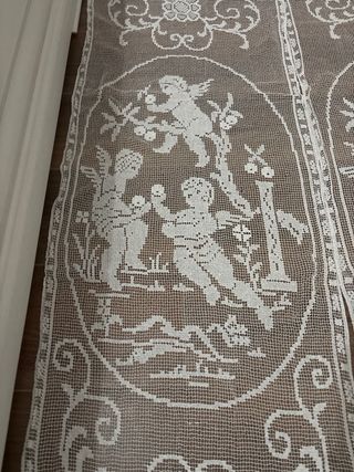 Coppia Tende a Filet Fatte a Mano Vintage