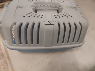 Transportín perro mediano gris y azul