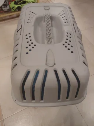 Transportín perro mediano gris y azul