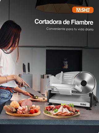 YASHE Cortadora de Fiambre Eléctrica, 2 Cuchillas