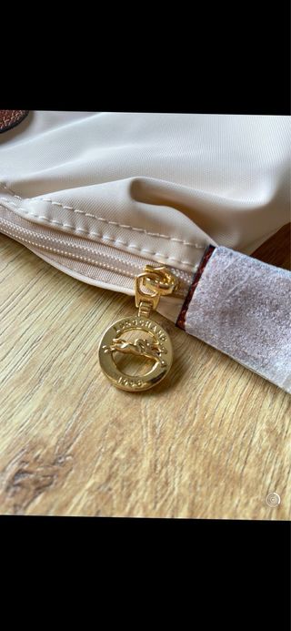 Mala Longchamp Le Pliage L bege e castanho