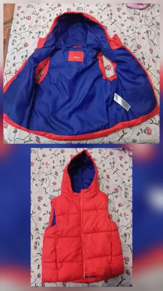 Chaleco niño reversible rojo y azul   3/4 años
