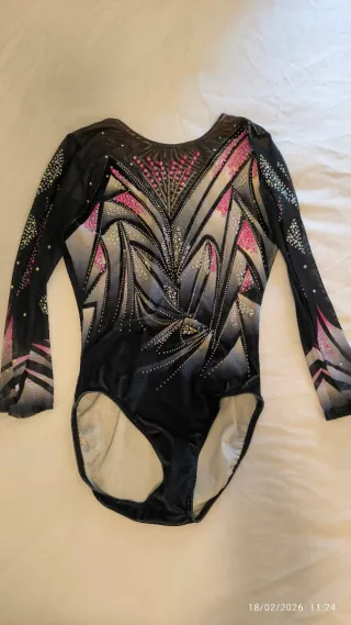 Maillot Gimnasia Negro y Rosa Brillante