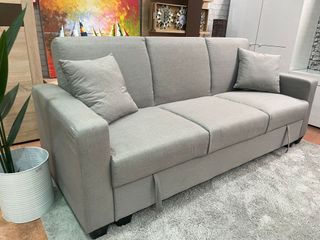 Sofá Cama Libro 210cm Tela Gris