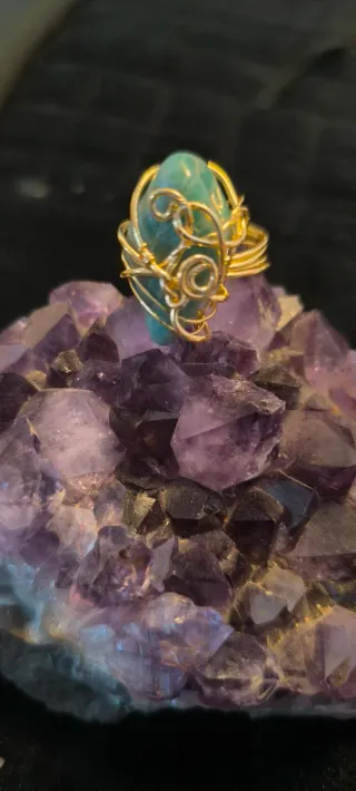 Anillo artesanal piedra Amazonita