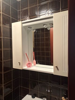 Mueble de baño madera y cristal