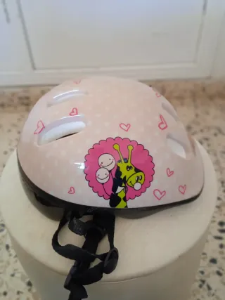 Casco niña Talla S rosa con corazones 18x15'5 cm