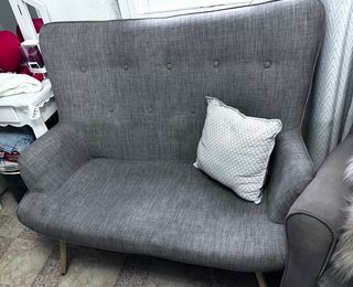 Sofá 2 plazas tela gris