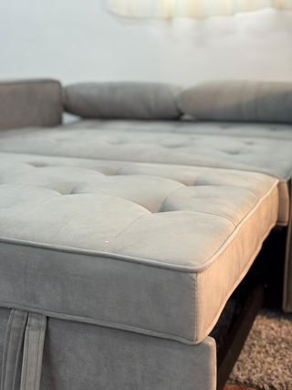 Sofá Cama Gris Terciopelo - Liquidamos