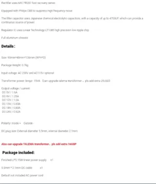 Fuente Alimentación Lineal Hifi 5V