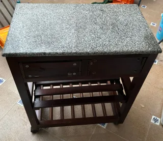 Mueble auxiliar cocina madera y piedra