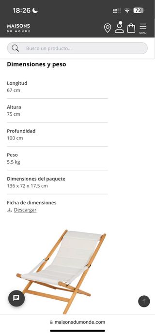 Tumbona de madera y tela beige