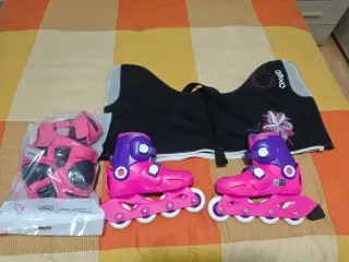 Patines Oxelo Talla 30-32 + Protecciones y Bolsa