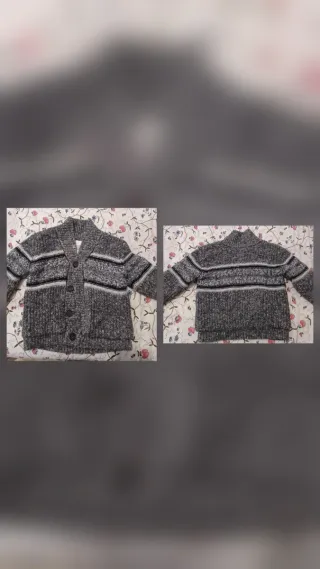 Abrigo infantil gris y negro con pelos  24/36 mese