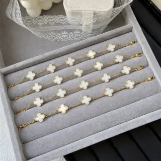 Pulsera Fanjia Trébol Oro Blanco