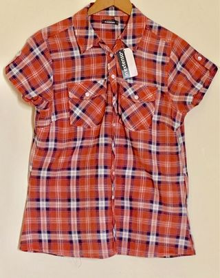 Camisa manga corta a cuadros mujer NUEVA