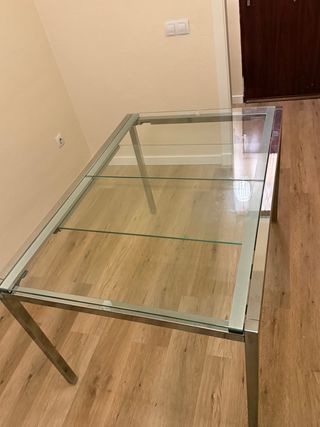 Mesa extensible cristal y metal 130-180cm