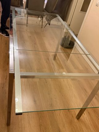Mesa extensible cristal y metal 130-180cm