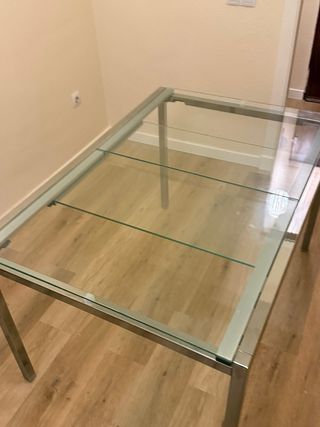 Mesa extensible cristal y metal 130-180cm
