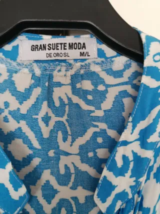 Vestido Gran Suite Moda Azul y Blanco Talla M