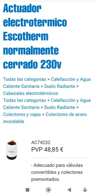 Termostatos Siemens + Actuadores AC74232