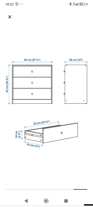 Cómoda Gursken 3 cajones beige claro