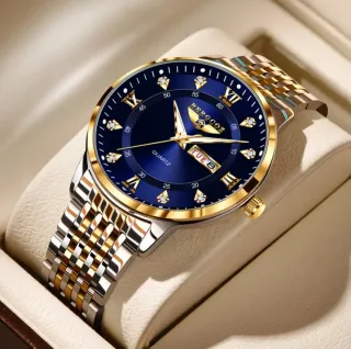 Reloj BERGCOZ Hombre Azul y Dorado