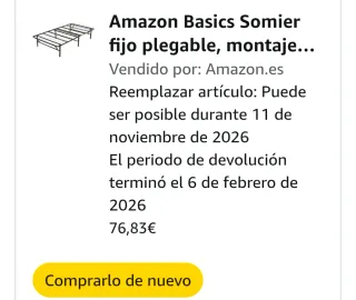 Somier plegable Amazon Basics 90x200