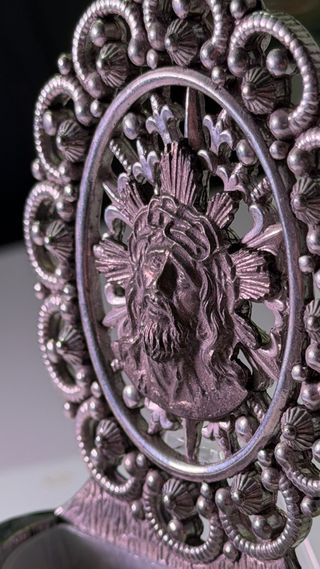 Benditera Antigua Metal Plateado Ecce Homo