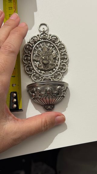 Benditera Antigua Metal Plateado Ecce Homo