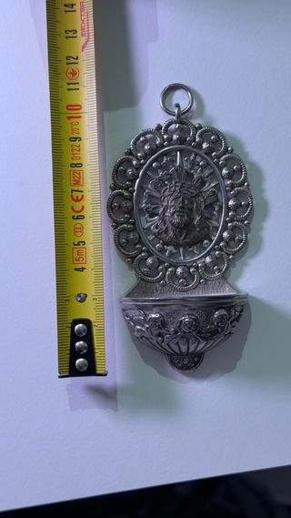 Benditera Antigua Metal Plateado Ecce Homo