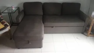 Sofá Cama Ikea Gris Tela