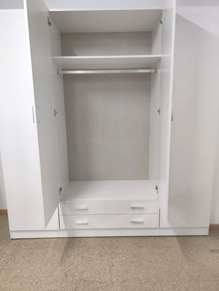 Armario 4 puertas + 2 cajones blanco
