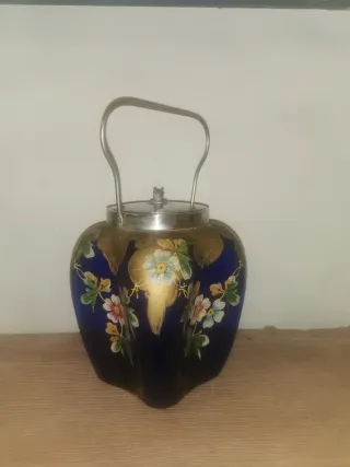 Galletero/Bombonera Modernista Azul Dorado