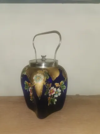 Galletero/Bombonera Modernista Azul Dorado