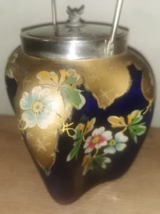 Galletero/Bombonera Modernista Azul Dorado