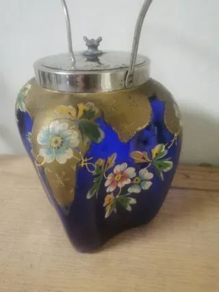 Galletero/Bombonera Modernista Azul Dorado