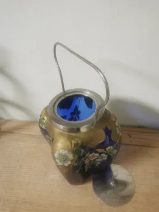 Galletero/Bombonera Modernista Azul Dorado