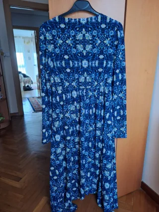 Vestido estampado azul manga larga talla L