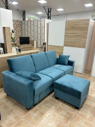 Sofá Cama 210 cm con Arcón y Puff Nuevo