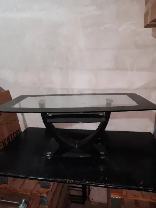 Mesa de centro cristal y negro