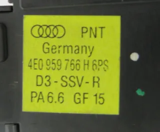 Interruptor de Control del Asiento AUDI A8, S8 4E0959766H 4E0959766H6PS GARANTIA