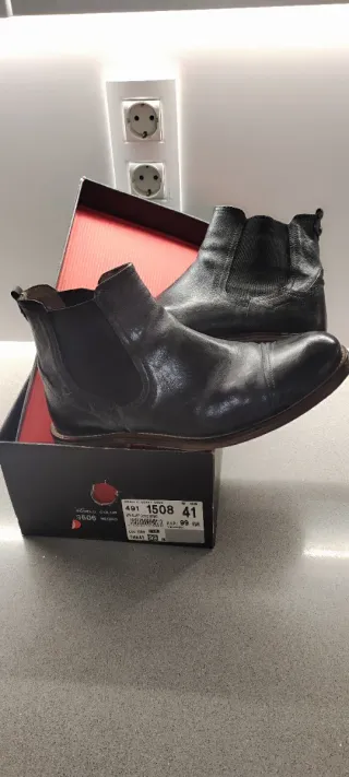 Botines Chelsea Vintage Piel Negro Talla 41