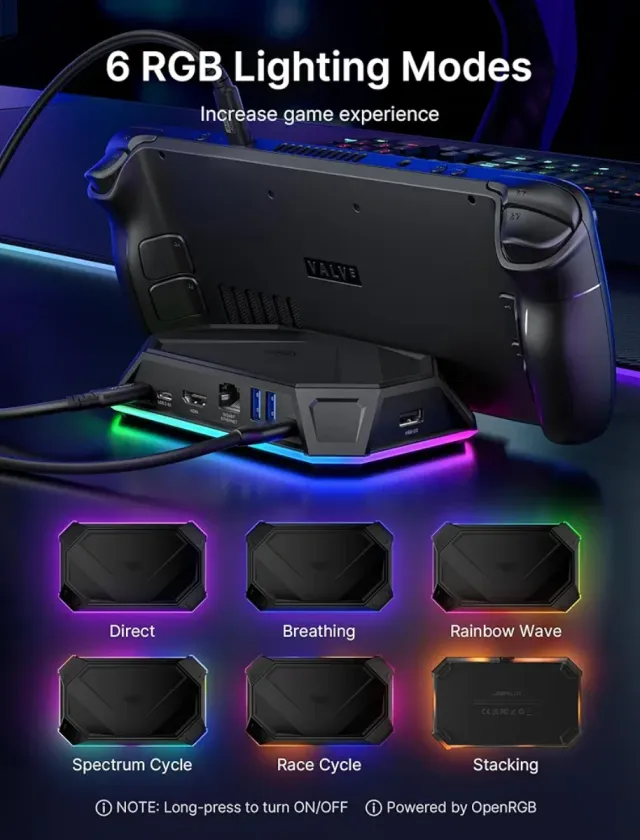 Stazione di ricarica RGB JSAUX per Steam Deck HB0801